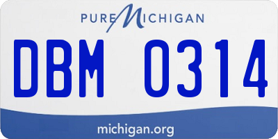 MI license plate DBM0314