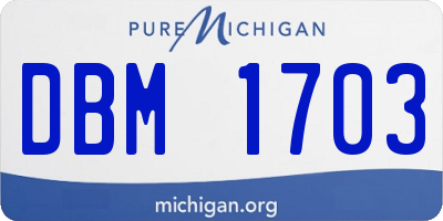 MI license plate DBM1703