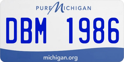MI license plate DBM1986