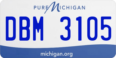 MI license plate DBM3105