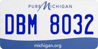 MI license plate DBM8032