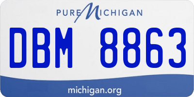 MI license plate DBM8863