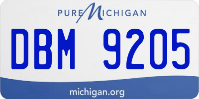 MI license plate DBM9205