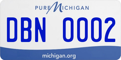 MI license plate DBN0002