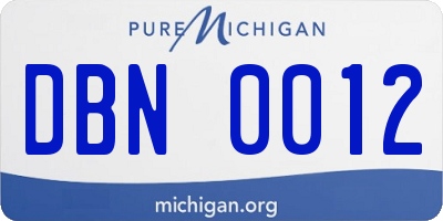 MI license plate DBN0012
