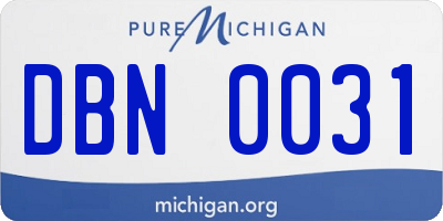 MI license plate DBN0031