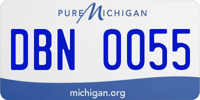 MI license plate DBN0055