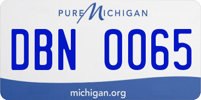 MI license plate DBN0065