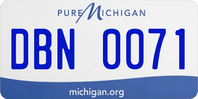 MI license plate DBN0071