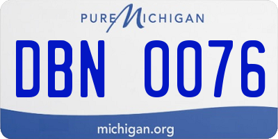 MI license plate DBN0076