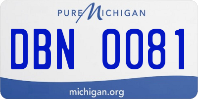 MI license plate DBN0081