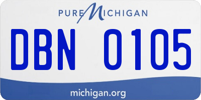 MI license plate DBN0105