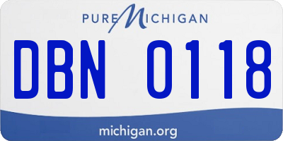 MI license plate DBN0118