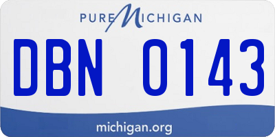 MI license plate DBN0143