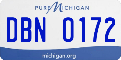 MI license plate DBN0172
