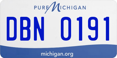MI license plate DBN0191