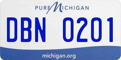 MI license plate DBN0201