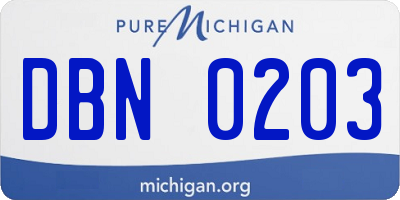 MI license plate DBN0203