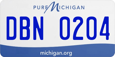 MI license plate DBN0204