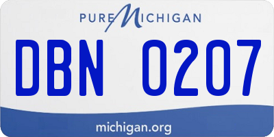 MI license plate DBN0207