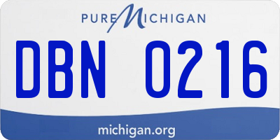 MI license plate DBN0216