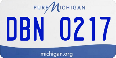 MI license plate DBN0217