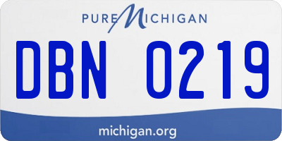 MI license plate DBN0219