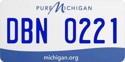 MI license plate DBN0221