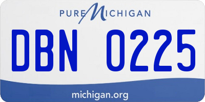MI license plate DBN0225