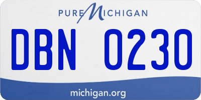 MI license plate DBN0230