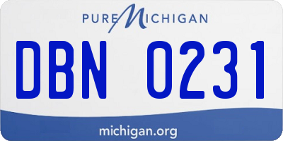 MI license plate DBN0231