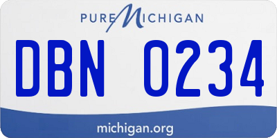 MI license plate DBN0234