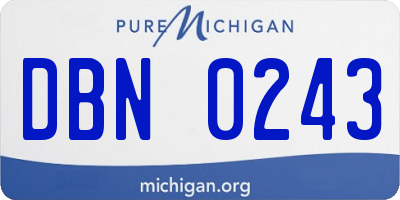 MI license plate DBN0243