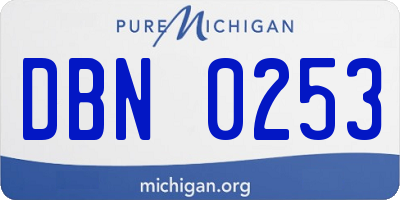 MI license plate DBN0253