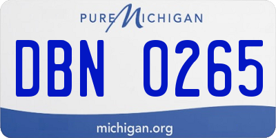 MI license plate DBN0265
