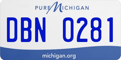 MI license plate DBN0281
