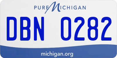 MI license plate DBN0282