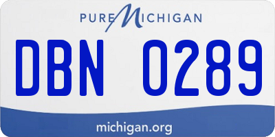 MI license plate DBN0289