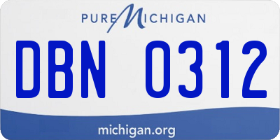 MI license plate DBN0312
