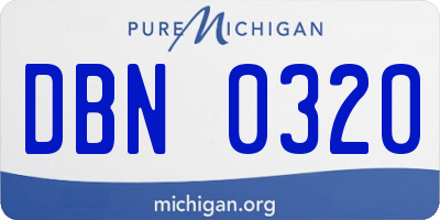 MI license plate DBN0320