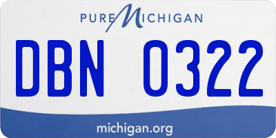 MI license plate DBN0322