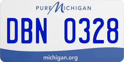 MI license plate DBN0328