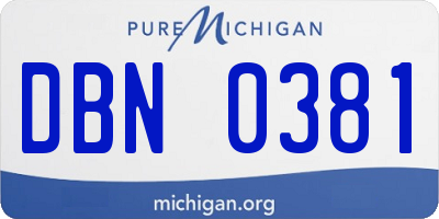 MI license plate DBN0381