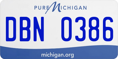 MI license plate DBN0386