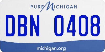 MI license plate DBN0408