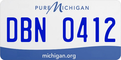 MI license plate DBN0412