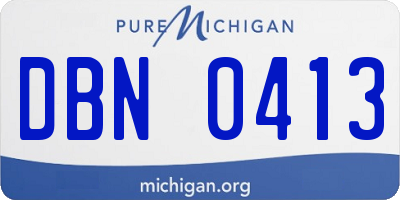 MI license plate DBN0413