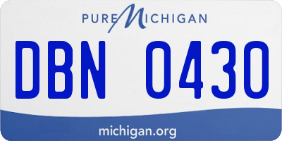 MI license plate DBN0430