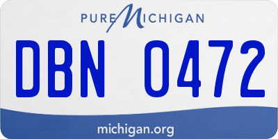 MI license plate DBN0472