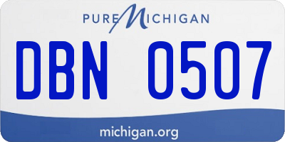 MI license plate DBN0507